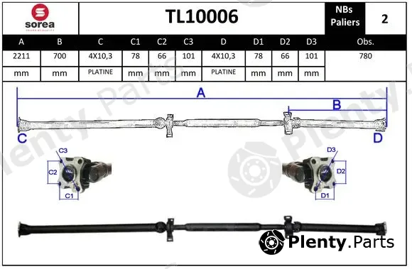 Sera TL10006 — Propshaft, axle drive