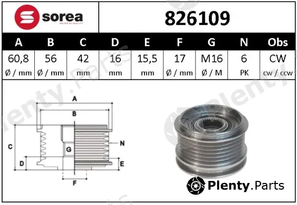 Sera 826109 — Alternator Freewheel Clutch