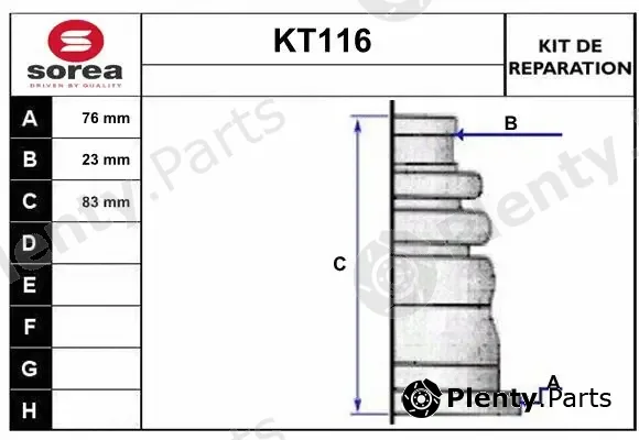 Sera KT116 — Bellow Kit, drive shaft