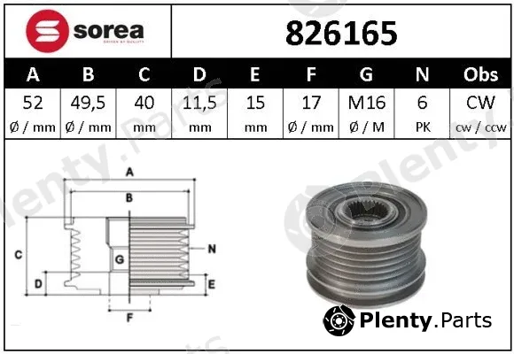 Sera 826165 — Alternator Freewheel Clutch