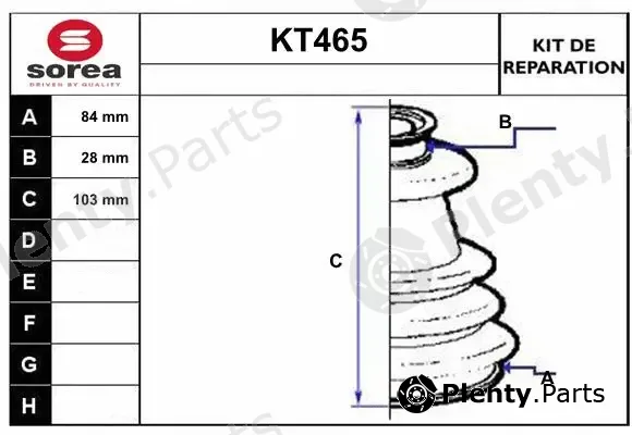 Sera KT465 — Bellow Kit, drive shaft