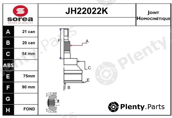 Sera JH22022K — Joint Kit, drive shaft
