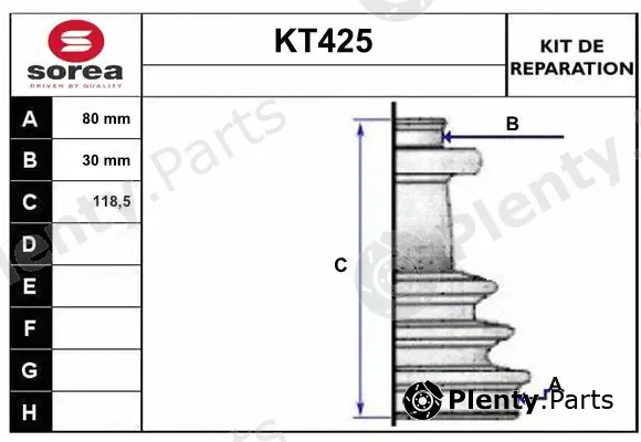 Sera KT425 — Bellow Kit, drive shaft