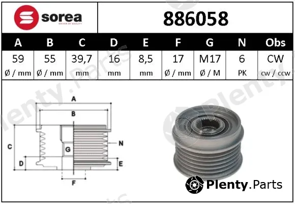 Sera 886058 — Alternator Freewheel Clutch