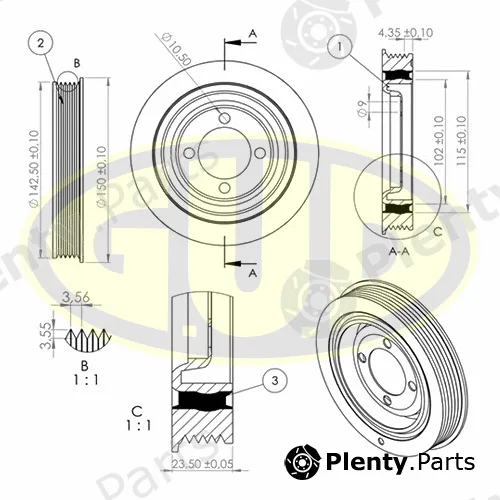 G.U.D GCP702058 — Belt Pulley, crankshaft