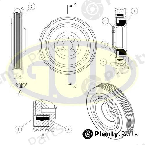 G.U.D GCP702010 — Belt Pulley, crankshaft