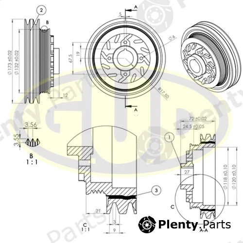 G.U.D GCP701075 — Belt Pulley, crankshaft