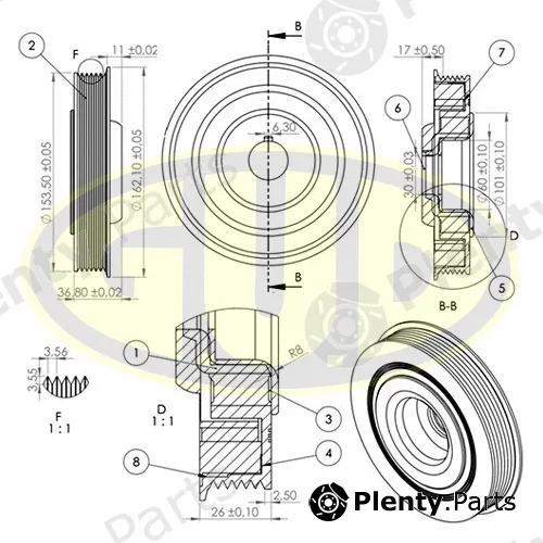 G.U.D GCP701182 — Belt Pulley, crankshaft