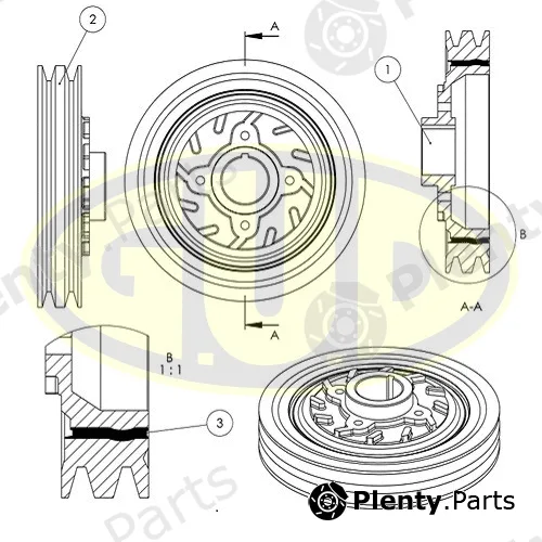 G.U.D GCP701061 — Belt Pulley, crankshaft