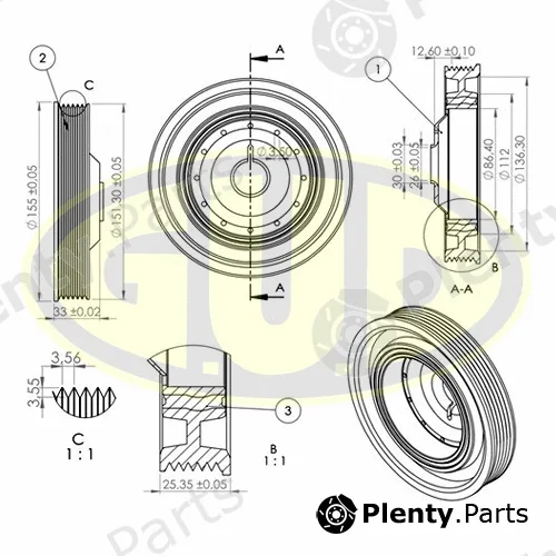 G.U.D GCP702063 — Belt Pulley, crankshaft