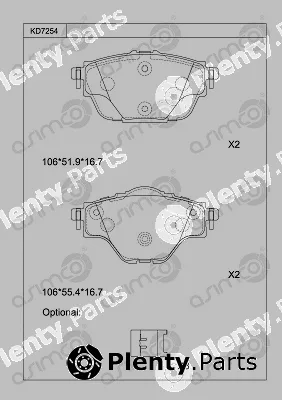 Asimco KD7254 — Brake Pad Set, disc brake