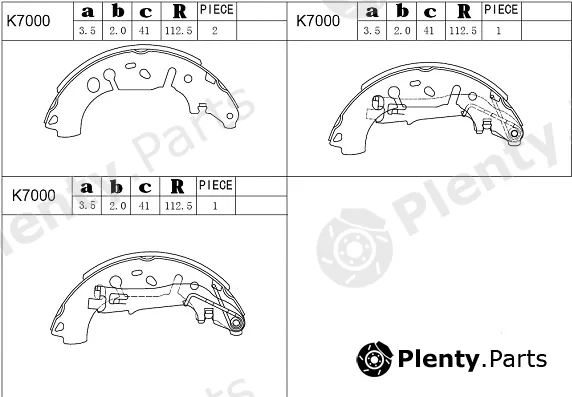 Asimco K7000 — Brake Shoe Set