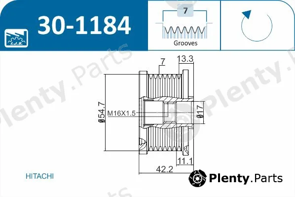 Ijs Group 30-1184 — Alternator Freewheel Clutch