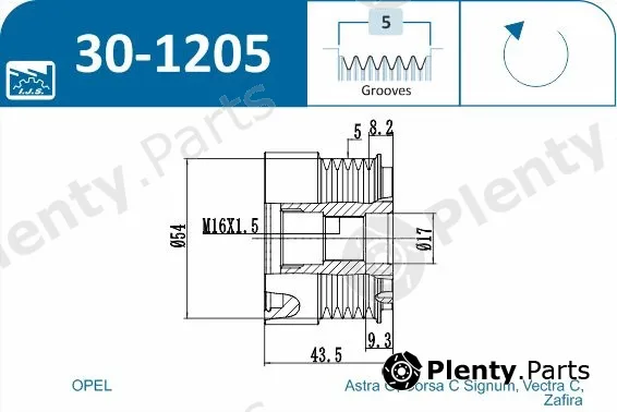 Ijs Group 30-1205 — Alternator Freewheel Clutch