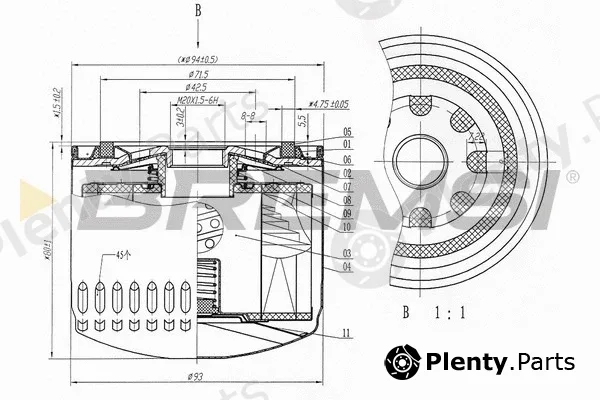 Bremsi FL0320 — Oil Filter