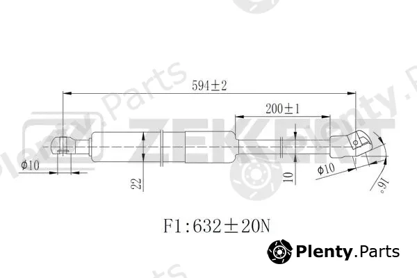 Zekkert GF-2503 — Gas Spring, boot/cargo area