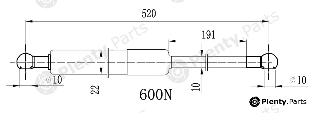 Zekkert GF-2549 — Gas Spring, boot/cargo area