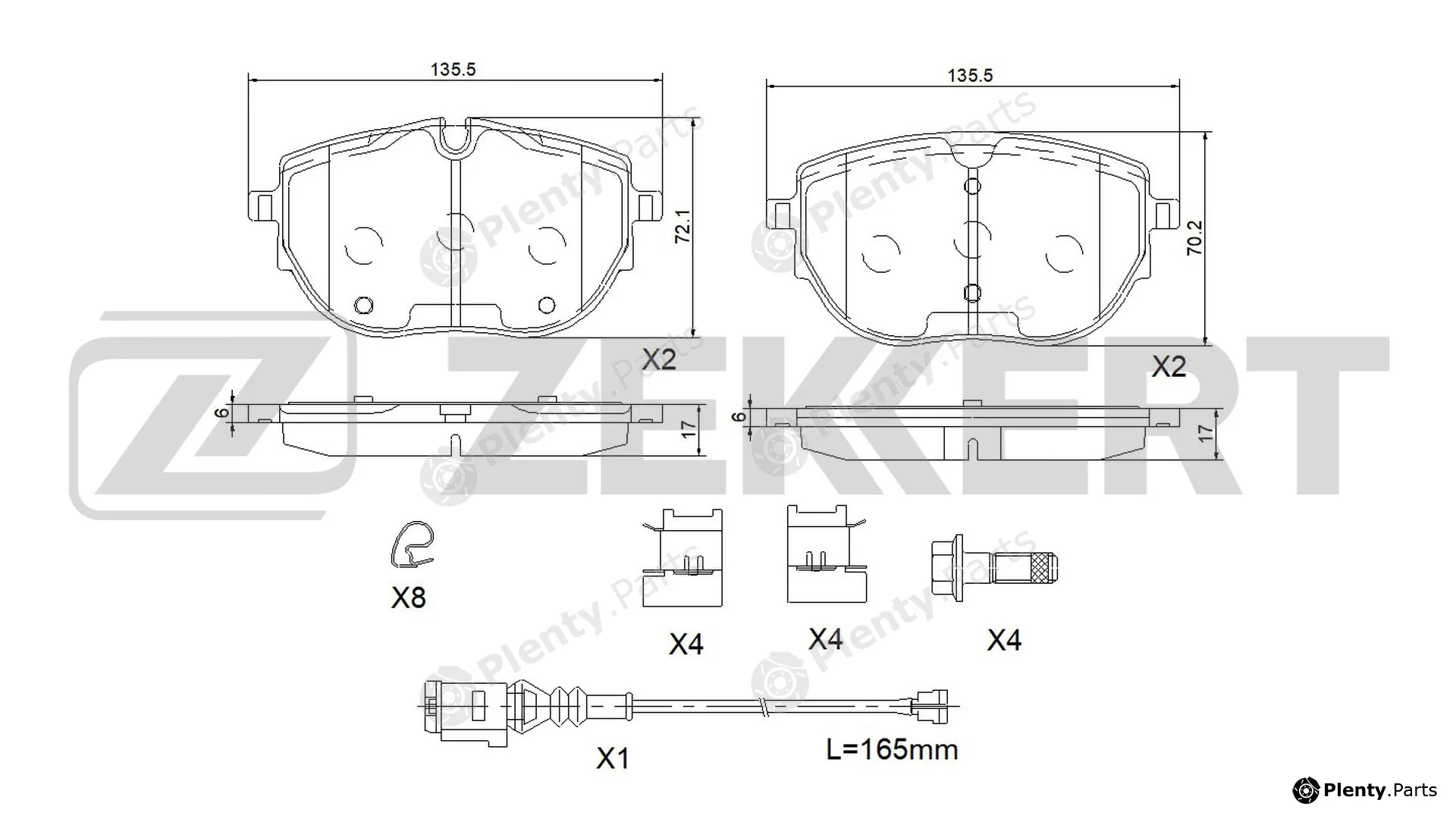 Zekkert BS-1190 — Brake Pad Set, disc brake