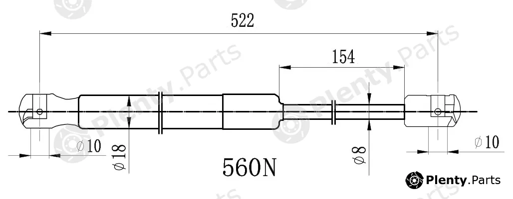 Zekkert GF-2554 — Gas Spring, boot/cargo area