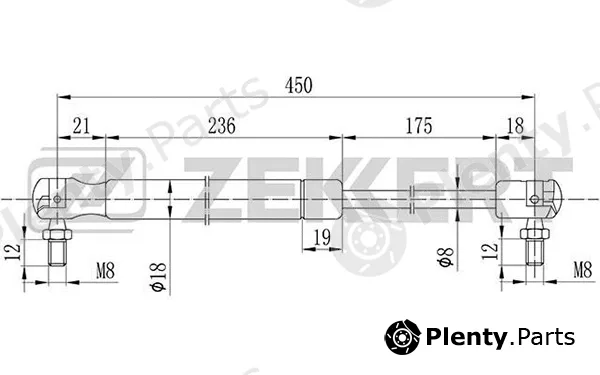 Zekkert GF-2100 — Gas Spring, boot/cargo area