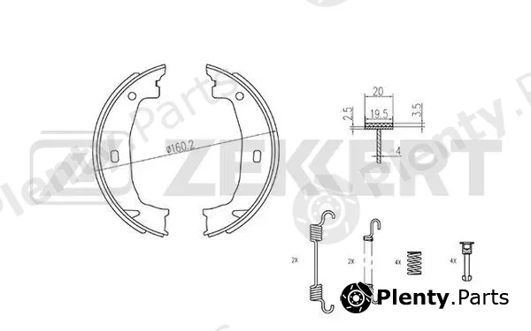 Zekkert BK-4322 — Brake Shoe Set, parking brake