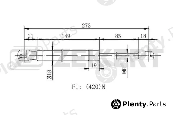 Zekkert GF-2270 — Gas Spring, boot/cargo area