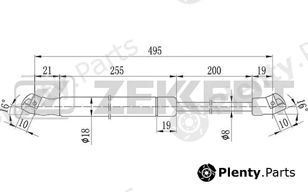 Zekkert GF-1073 — Gas Spring, boot/cargo area