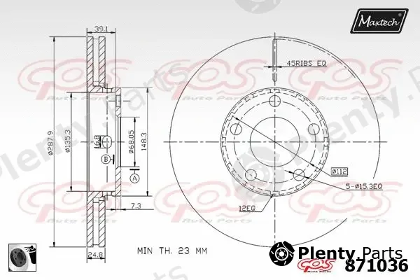Maxtech 72954006 — Piston, brake caliper