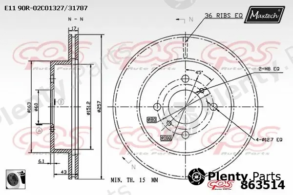 Maxtech 863304 — Brake Disc R+ (Regular Plus)