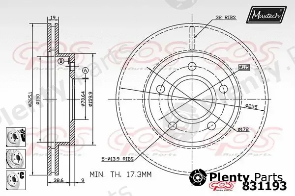 Maxtech 72957044 — Piston, brake caliper