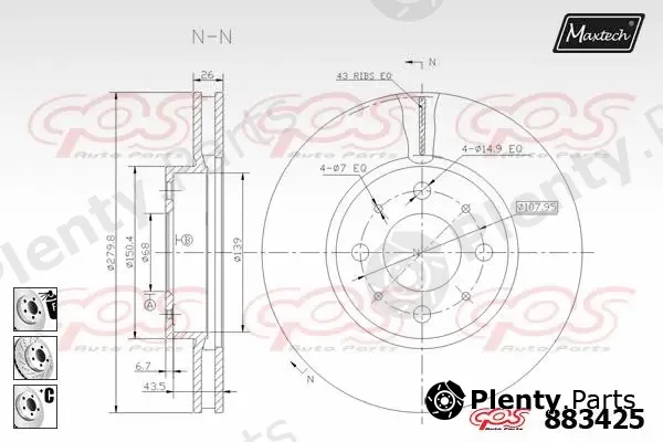 Maxtech 873099 — Brake Disc R+ (Regular Plus)