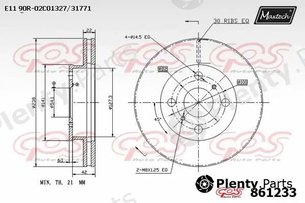 Maxtech 865225 — Brake Disc R+ (Regular Plus)