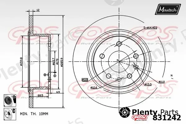Maxtech 831161 — Brake Disc R+ (Regular Plus)