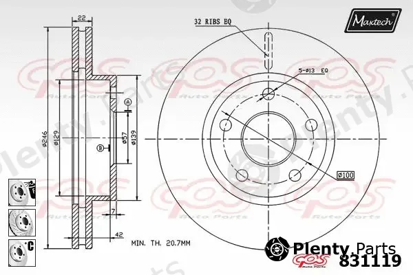 Maxtech 72936024 — Piston, brake caliper