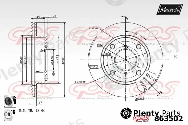 Maxtech 70180444 — Seal, brake caliper piston