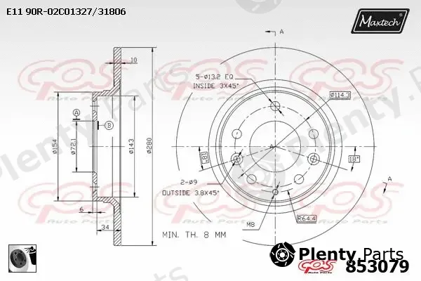 Maxtech 70180185 — Seal, brake caliper piston
