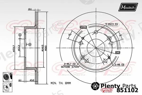 Maxtech 800108 — Bolt, brake disc