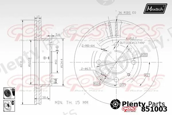 Maxtech 72940019 — Piston, brake caliper