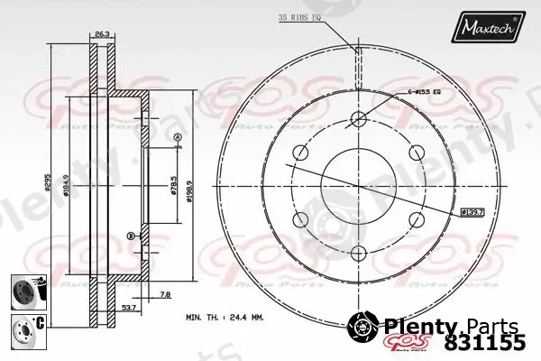 Maxtech 72948060 — Piston, brake caliper