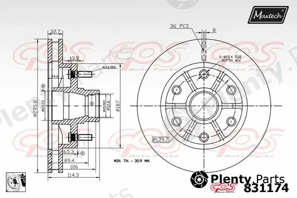 Maxtech 72718032 — Control Element, parking brake caliper