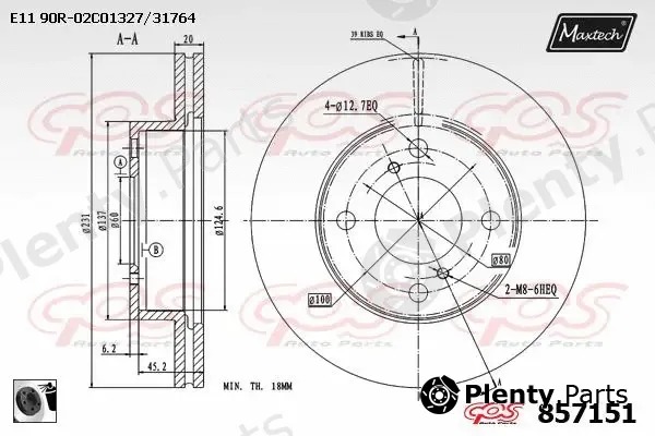 Maxtech 70180392 — Seal, brake caliper piston