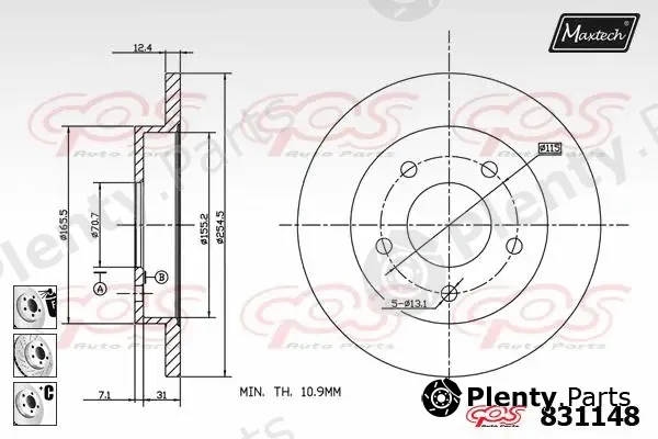 Maxtech 72966005 — Piston, brake caliper
