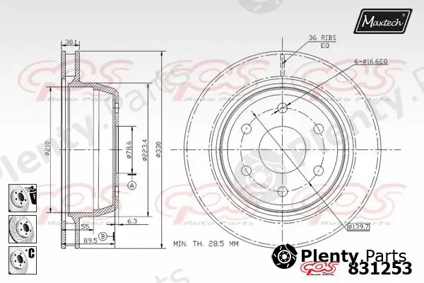 Maxtech 72954083 — Piston, brake caliper