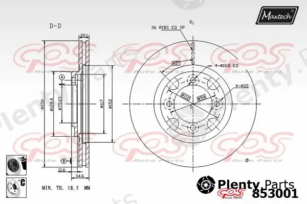 Maxtech 72957016 — Piston, brake caliper