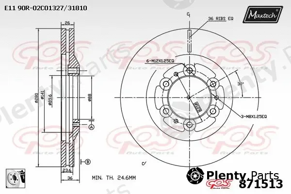 Maxtech 72954080 — Piston, brake caliper