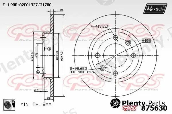 Maxtech 861338 — Brake Disc R+ (Regular Plus)