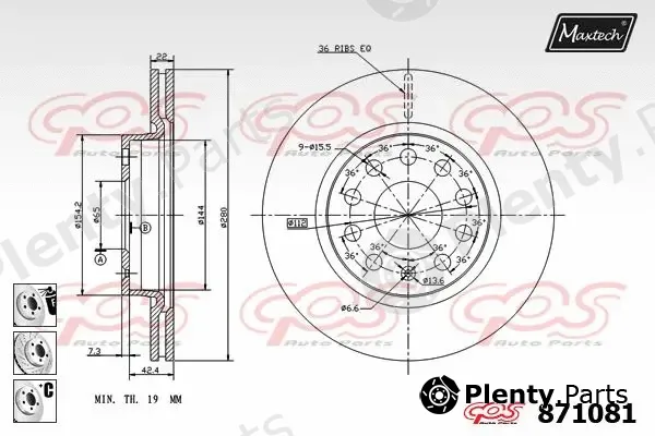 Maxtech 72942045 — Piston, brake caliper