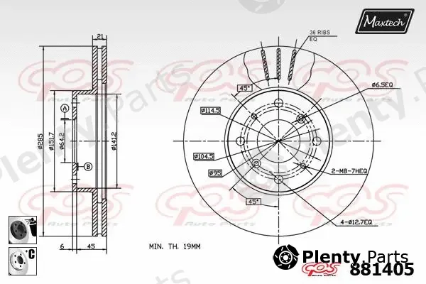 Maxtech C0101905 — Piston Pin, crankshaft drive
