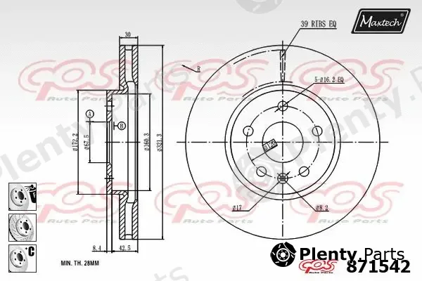 Maxtech 72942038 — Piston, brake caliper