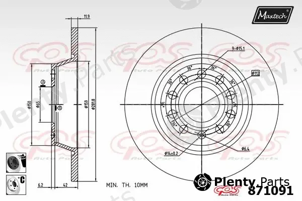 Maxtech 881403 — Brake Disc R+ (Regular Plus)